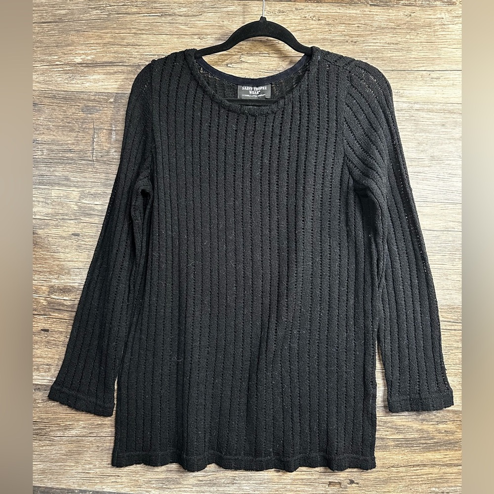 Saint Tropez Black Textured Sweater